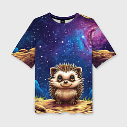 Футболка оверсайз женская Ежик и звездное небо, цвет: 3D-принт