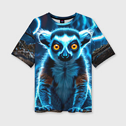 Футболка оверсайз женская Лемур и удар молнии, цвет: 3D-принт