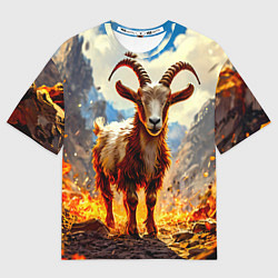 Женская футболка оверсайз Козел в огне
