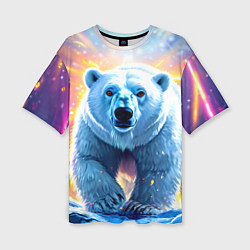 Футболка оверсайз женская Белый медведь идет по льдине, цвет: 3D-принт