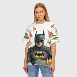 Футболка оверсайз женская Бэтмен бабочки и цветы, цвет: 3D-принт — фото 2