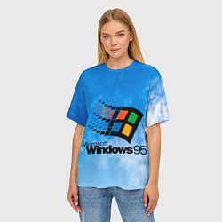 Футболка оверсайз женская Windows 95 logo, цвет: 3D-принт — фото 2