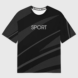Футболка оверсайз женская Sport чёрный с серым абстрактный, цвет: 3D-принт