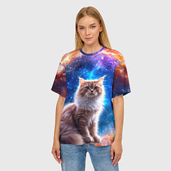 Футболка оверсайз женская Ангорская кошка в космосе, цвет: 3D-принт — фото 2