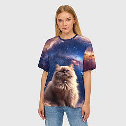 Футболка оверсайз женская Гималайская кошка в космосе, цвет: 3D-принт — фото 2