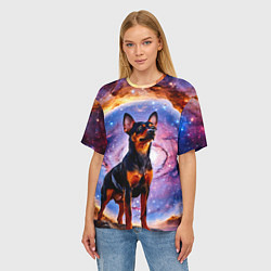 Футболка оверсайз женская Пинчер в космосе, цвет: 3D-принт — фото 2