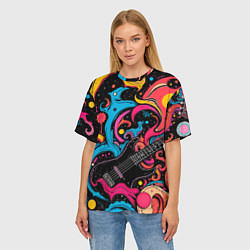 Футболка оверсайз женская Psychedelic abstract guitar, цвет: 3D-принт — фото 2