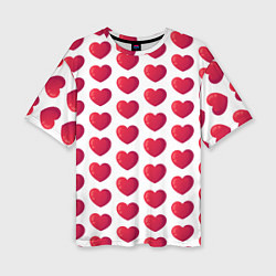 Футболка оверсайз женская Сердца паттерн, цвет: 3D-принт
