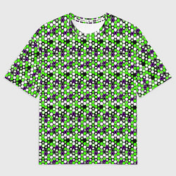 Футболка оверсайз женская Киберпанк шестиугольники зелёные, цвет: 3D-принт