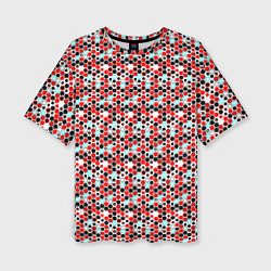 Футболка оверсайз женская Киберпанк шестиугольники красные, цвет: 3D-принт