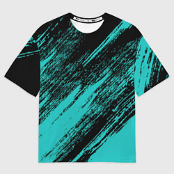 Футболка оверсайз женская The color is black and light blue, цвет: 3D-принт