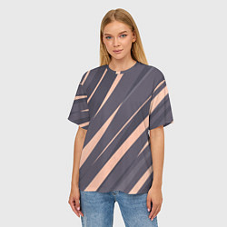 Футболка оверсайз женская Перламутровый серый полосы, цвет: 3D-принт — фото 2