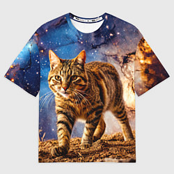 Женская футболка оверсайз Пиксибоб в космосе