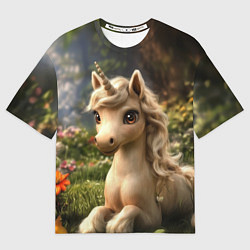 Футболка оверсайз женская Единорожка кофейного цвета, цвет: 3D-принт