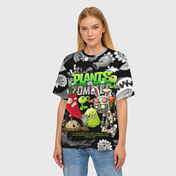 Футболка оверсайз женская Растения против зомби персонажи, цвет: 3D-принт — фото 2