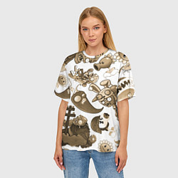 Футболка оверсайз женская Растения против зомби в бежевых тонах, цвет: 3D-принт — фото 2