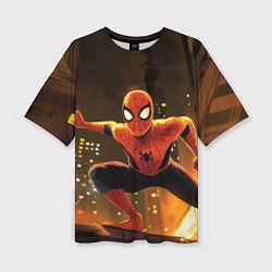 Женская футболка оверсайз Человек-паук пускает паутину