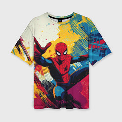 Футболка оверсайз женская Человек паук висит на паутине, цвет: 3D-принт