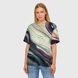 Футболка оверсайз женская Абстракция тёмные краски с текстурой, цвет: 3D-принт — фото 2