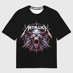Футболка оверсайз женская Metallica - cool skull with horns, цвет: 3D-принт