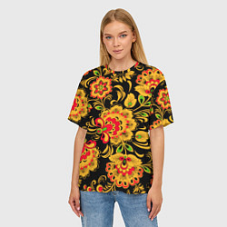 Футболка оверсайз женская Хохлома - роспись, цвет: 3D-принт — фото 2