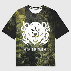 Женская футболка оверсайз Лес мой храм - дух леса медведь Велес