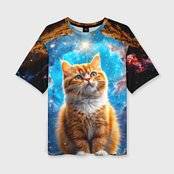 Женская футболка оверсайз Манчкин в космосе