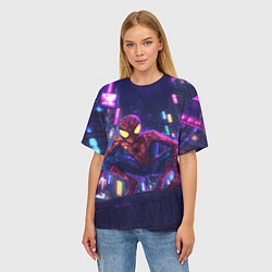 Футболка оверсайз женская Человек паук с желтыми глазами, цвет: 3D-принт — фото 2