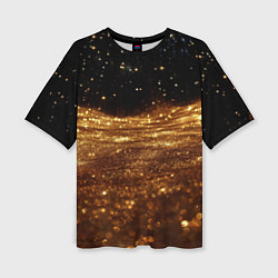 Футболка оверсайз женская Золотистые крупицы на черном, цвет: 3D-принт