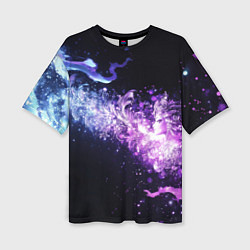 Футболка оверсайз женская Фиолетово-синяя абстрактная волна, цвет: 3D-принт