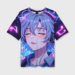 Женская футболка оверсайз Влюбленный в музыку