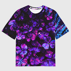 Футболка оверсайз женская Флуоресцентные цветы, цвет: 3D-принт