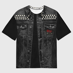 Женская футболка оверсайз Джинсовка Ария с татуировками викингов