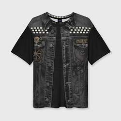 Женская футболка оверсайз Джинсовка с славянским викингом и татуировками