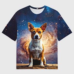 Женская футболка оверсайз Басенджи в космосе