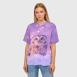 Футболка оверсайз женская Удивленная сова, цвет: 3D-принт — фото 2
