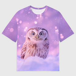 Футболка оверсайз женская Удивленная сова, цвет: 3D-принт