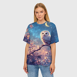 Футболка оверсайз женская Сова на фоне ночного неба, цвет: 3D-принт — фото 2