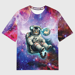 Футболка оверсайз женская Brave cat in space - ai art, цвет: 3D-принт