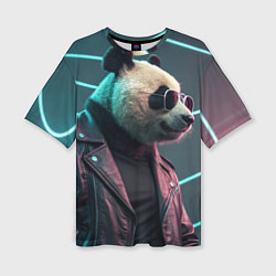 Женская футболка оверсайз Cyberpunk panda