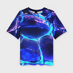 Футболка оверсайз женская Объемные плиты в неоновом свечение, цвет: 3D-принт