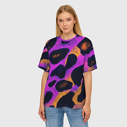 Футболка оверсайз женская Неоновый леопардовый узор, цвет: 3D-принт — фото 2