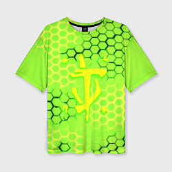 Футболка оверсайз женская Doom кислотные соты лого, цвет: 3D-принт
