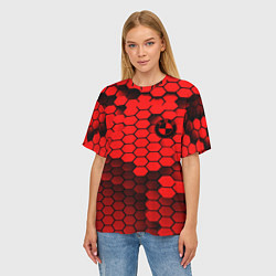 Футболка оверсайз женская BMW карбоновая абстракция, цвет: 3D-принт — фото 2