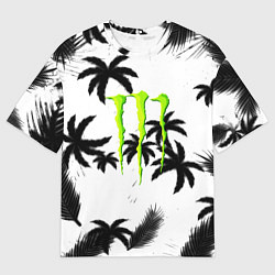 Футболка оверсайз женская Monster energy пальмы, цвет: 3D-принт