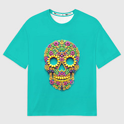 Футболка оверсайз женская Цветочный череп, цвет: 3D-принт