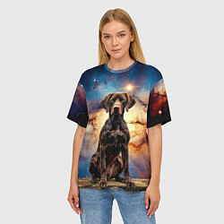 Футболка оверсайз женская Курцхаар и космос, цвет: 3D-принт — фото 2