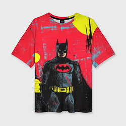 Женская футболка оверсайз Бэтмен красками