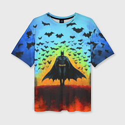 Женская футболка оверсайз Бэтмен и летучие мыши