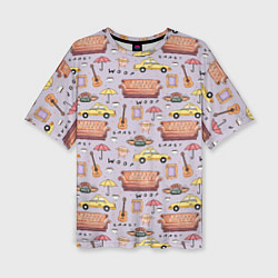 Футболка оверсайз женская Друзья - паттерн, цвет: 3D-принт